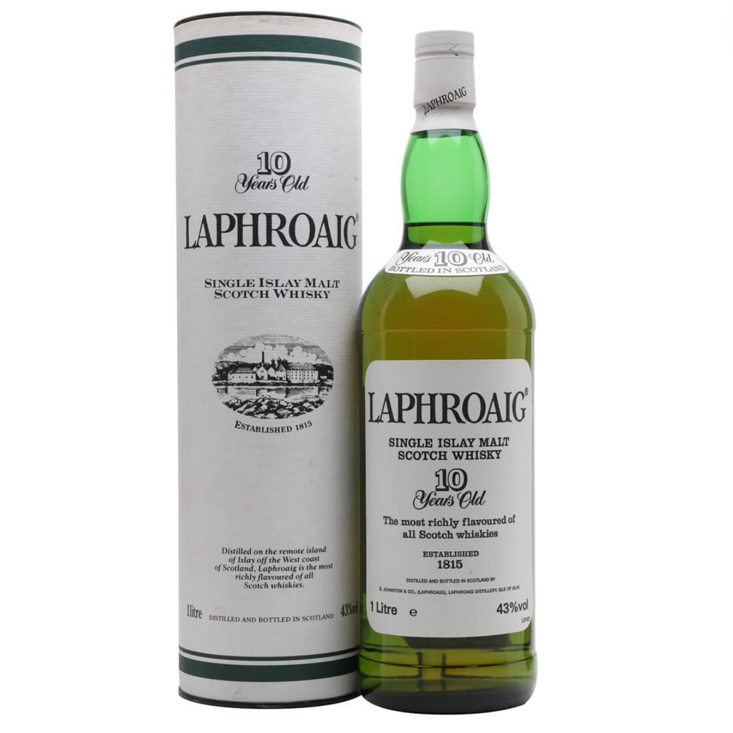 Laphroaig 10YO, Bottle 1990s Pre-Royal Warrant 1000ml 43%