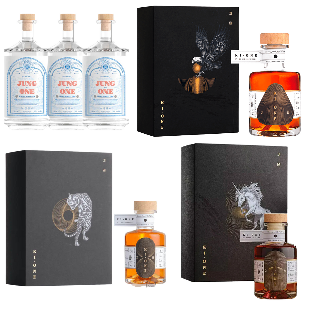 KIONE Korea Whisky Set:Tiger, Unicorn, Eagle + 3*Jung One Gin