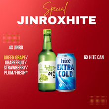 将图像加载到图库查看器中，3mk bundle jinro green grape with 6 cans of hite beer
