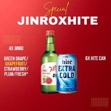 Load image into Gallery viewer, 3mk bundle jinro grapefruit with 6 cans of hite beer
