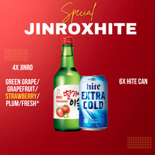 Load image into Gallery viewer, 3mk bundle jinro strawberry with 6 cans of hite beer
