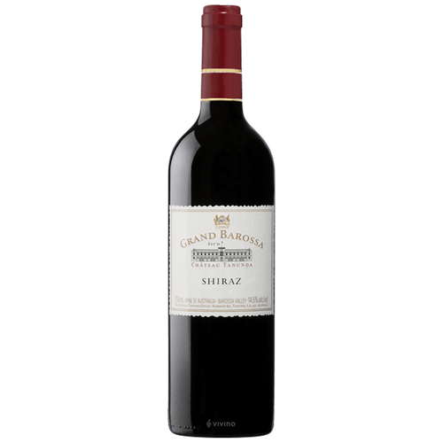 bottle of CHATEAU TANUNDA Grand Barossa shiraz 2019 red wine 3mk