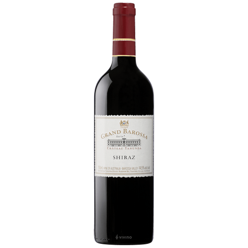 bottle of CHATEAU TANUNDA Grand Barossa shiraz 2019 red wine 3mk