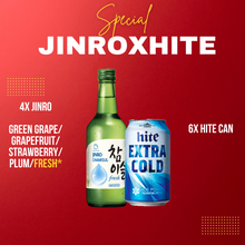 将图像加载到图库查看器中，3mk bundle jinro fresh with 6 cans of hite beer
