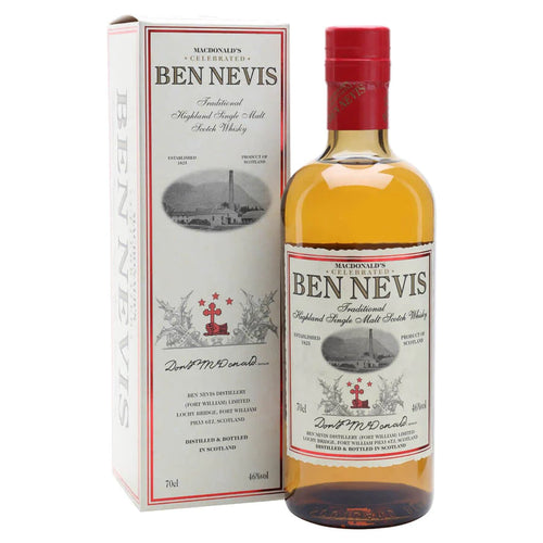bottle of ben nevis traditional malt whisky with giftbox 3mk