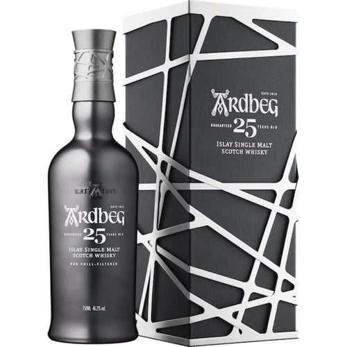 Bottle of Ardbeg 25 Year Old Single Malt Whisky with giftbox