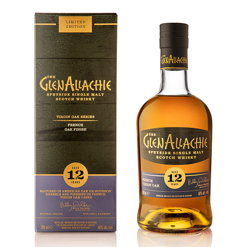 bottle of GlenAllachie 12 Year Old whisky with French Virgin Oak with giftbox 3mk