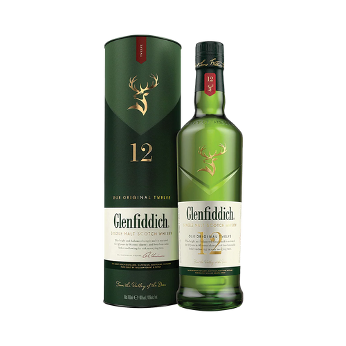bottle of Glenfiddich 12 Year Old single malt whisky with giftbox 3mk