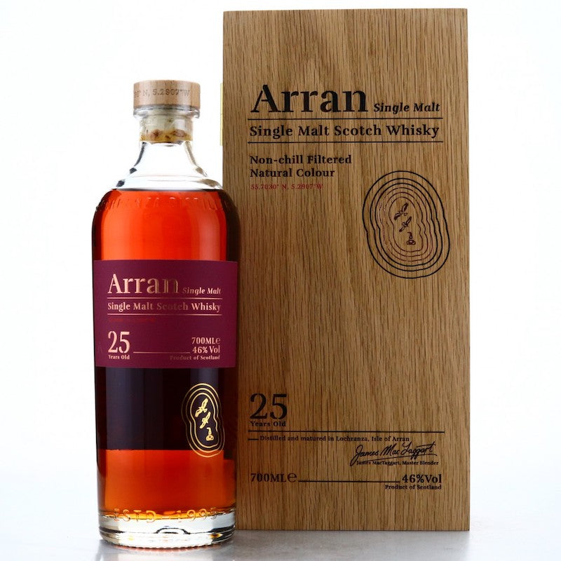 bottle of arran 25 single malt whisky with giftbox 3mk