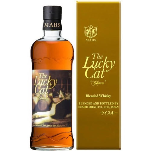 Bottle of Mars Lucky Cat 'Choco' Blended Japanese Whisky with giftbox 3mk