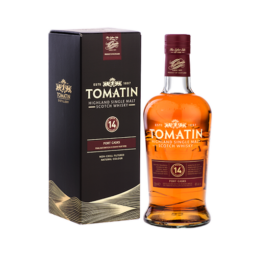 Bottle of Tomatin 14 Year Old Port Cask Whisky with giftbox 3mk