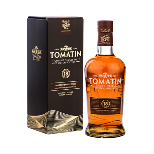 Bottle of Tomatin 18 Year Old Oloroso Sherry Cask Whisky with giftbox 3mk