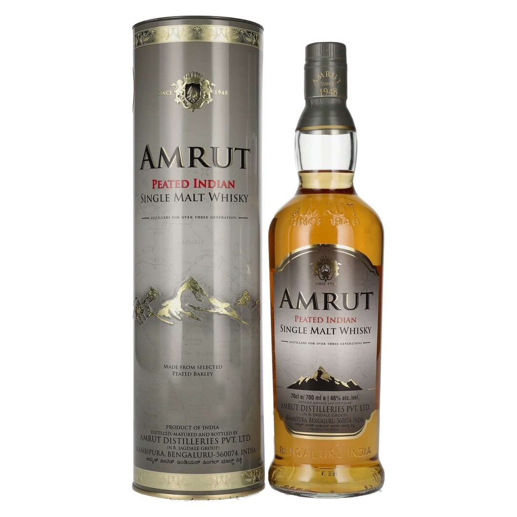 Bottle of Amrut Peated Indian Whisky 3mk
