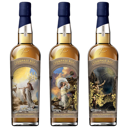 set of three bottles compass box myth and legends whisky 3mk