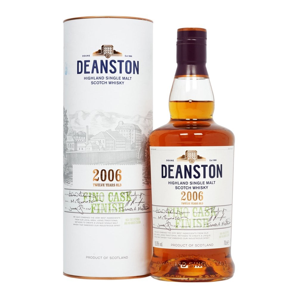 bottle of Deanston 12 Year Old (2006); Fino Cask Finish whisky with giftbox 3mk
