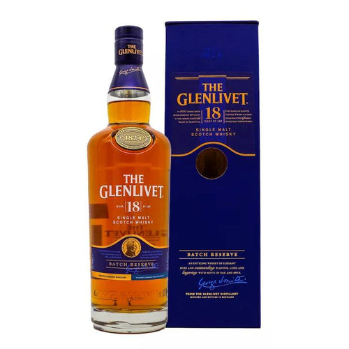 bottle of Glenlivet 18 Year Old whisky with giftbox 3mk